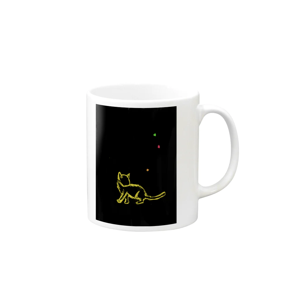 CHIEの夜のねこ Mug :right side of the handle