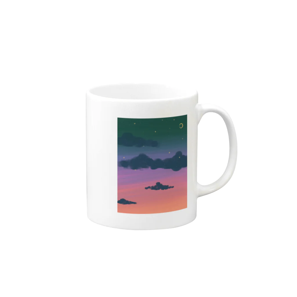 神秘的な世界の夜空と雲 Mug :right side of the handle