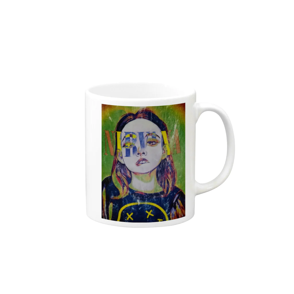 RIYO-DesignSHOPのSTREETリメイク古着テイストレディ Mug :right side of the handle