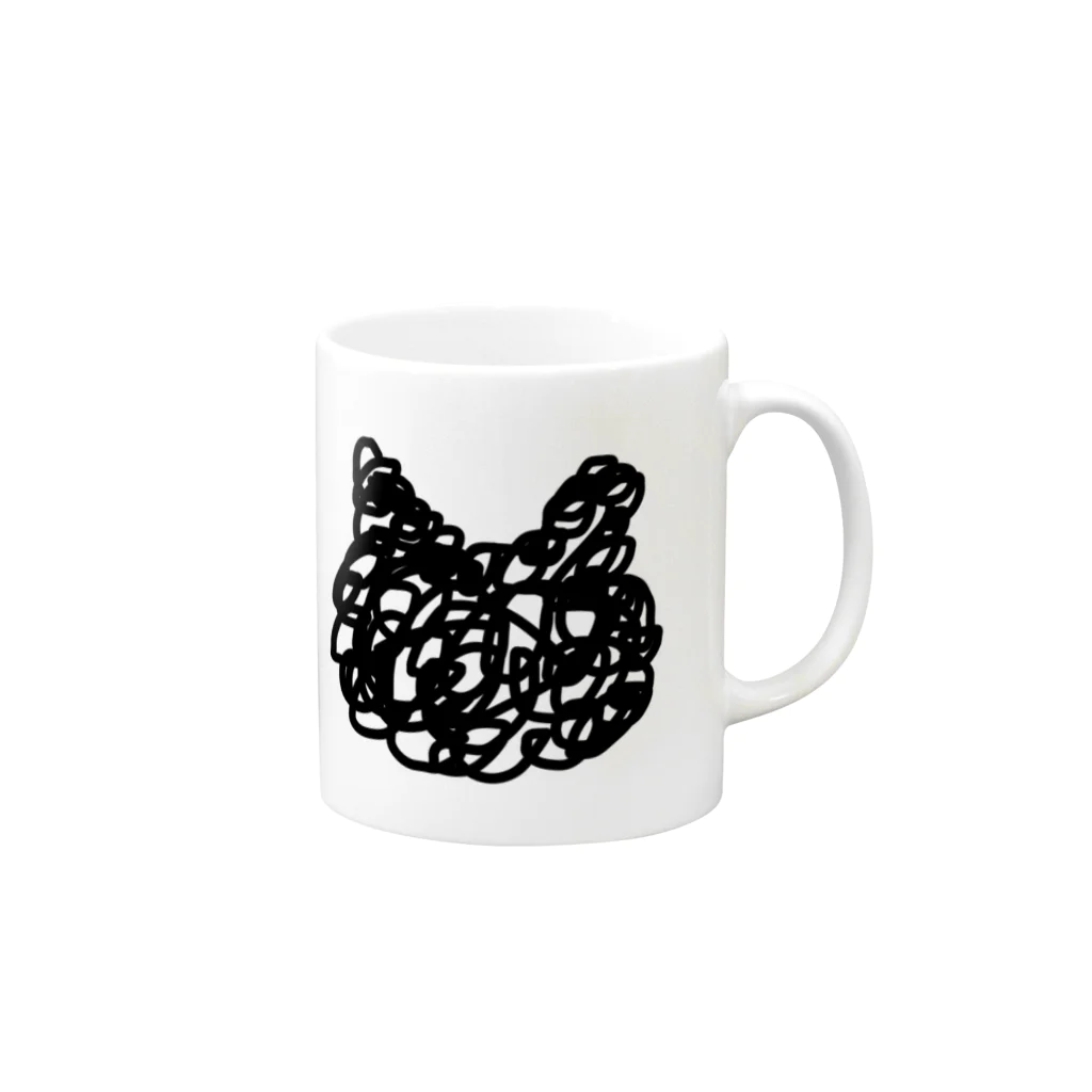 猫のぽいすけのもじゃクロ Mug :right side of the handle