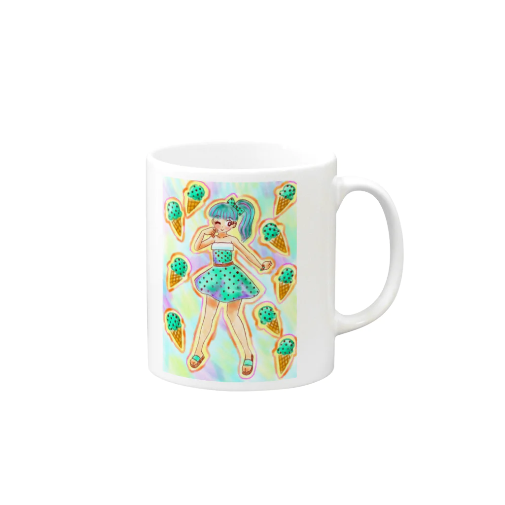 EDGEのスズリのチョコミント　女の子 Mug :right side of the handle