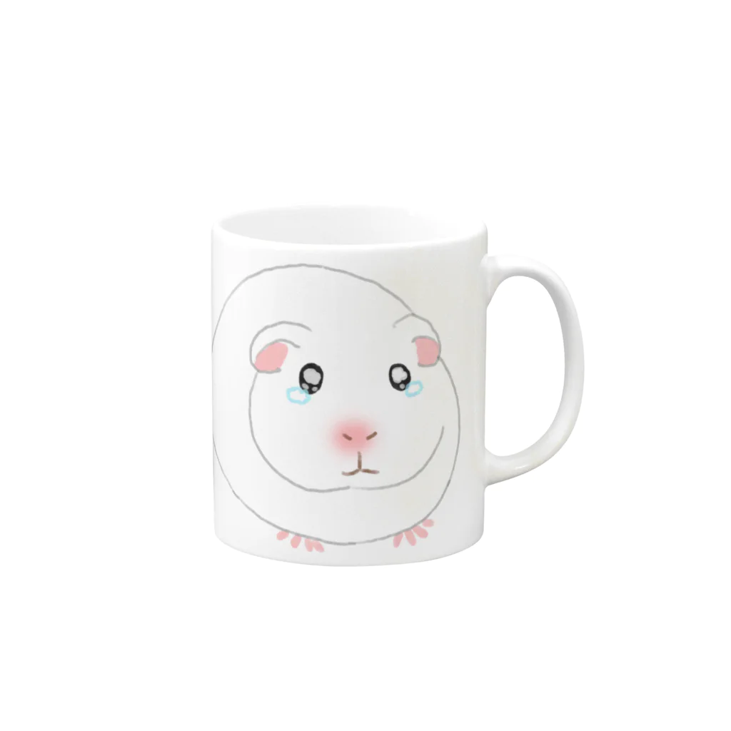 はちろくのスズリの泣き虫モルモット Mug :right side of the handle