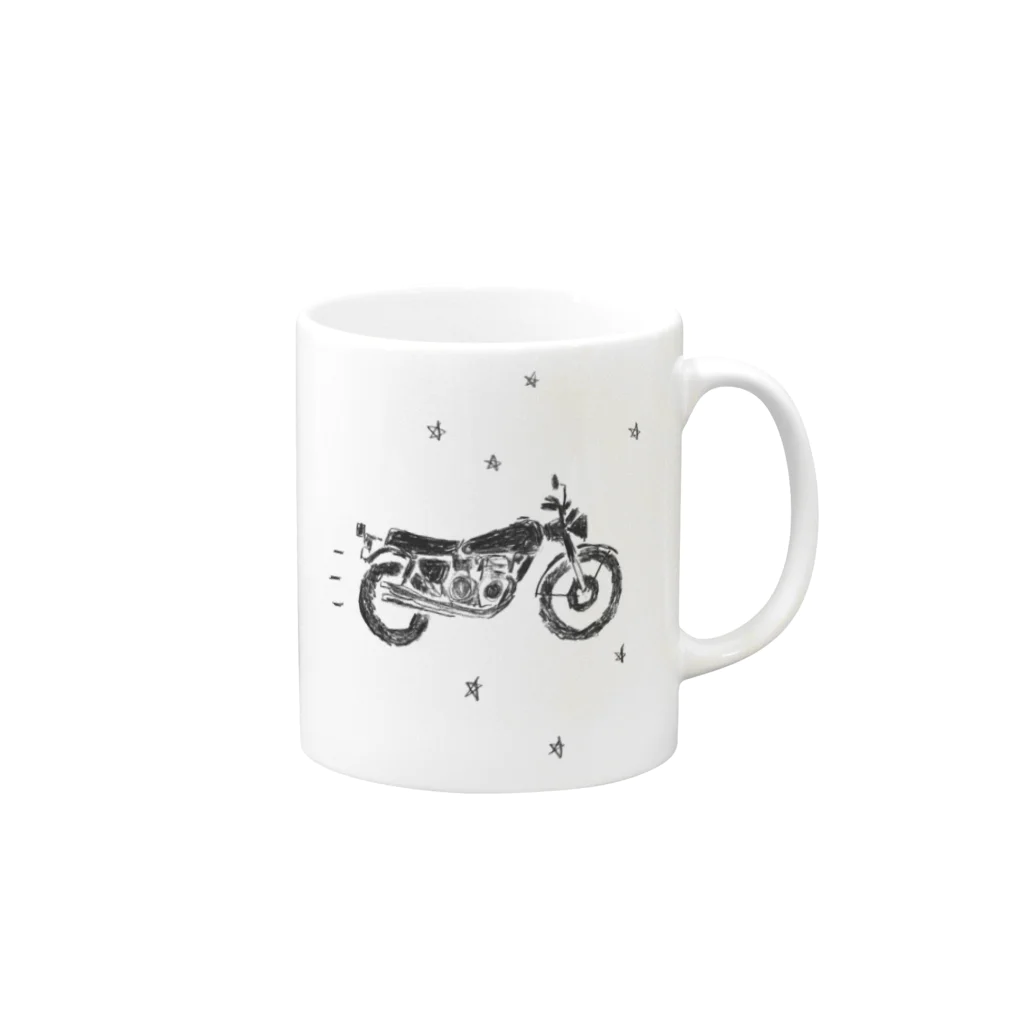 NIKORASU GOのノスタルジーデザイン「バイクで走り去る」 Mug :right side of the handle