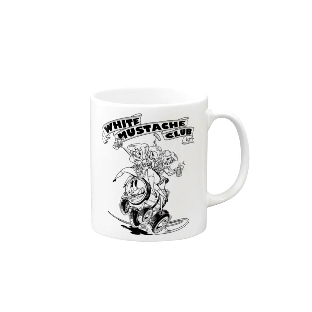 nidan-illustrationの"WHITE MUSTACHE CLUB"(タイトルなし)) Mug :right side of the handle