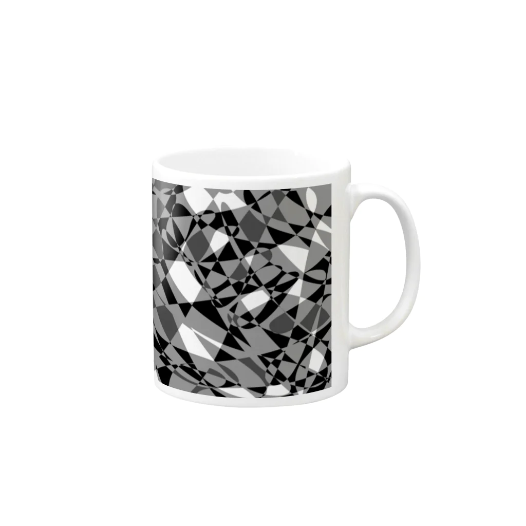 ハヤシ屋のモノクロ自由形-3 Mug :right side of the handle