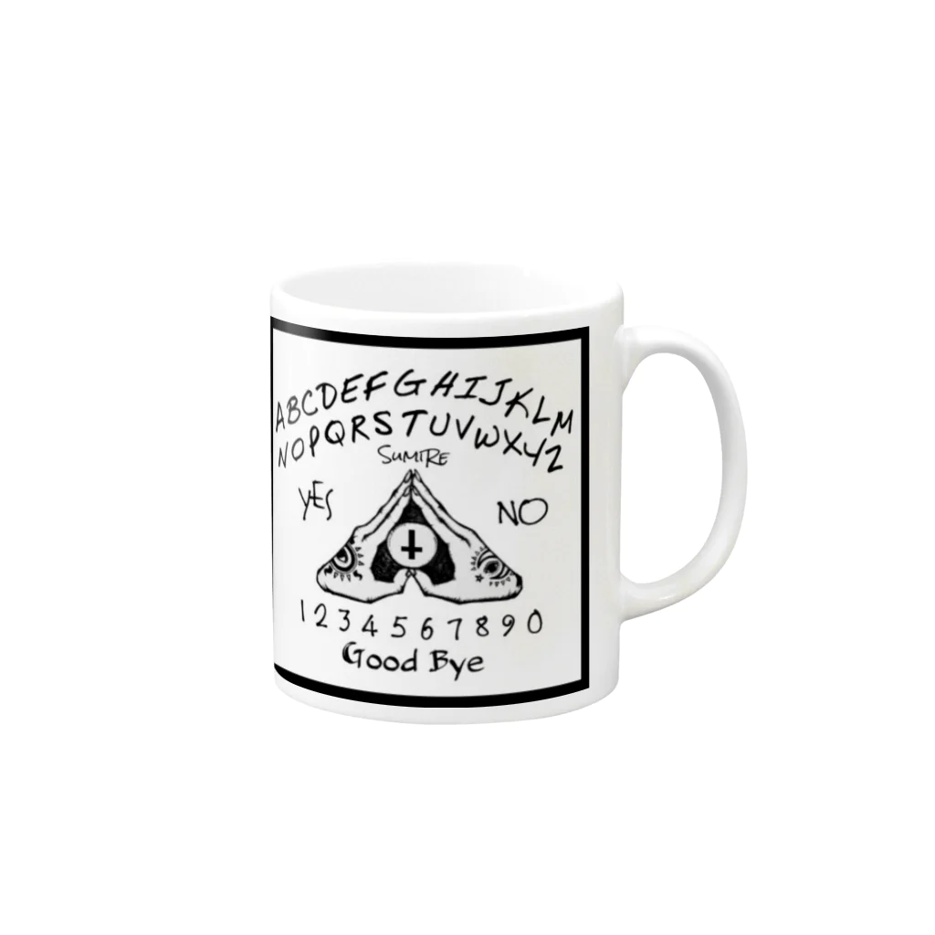 SumiReのウィジャボード　Ouija　白 Mug :right side of the handle