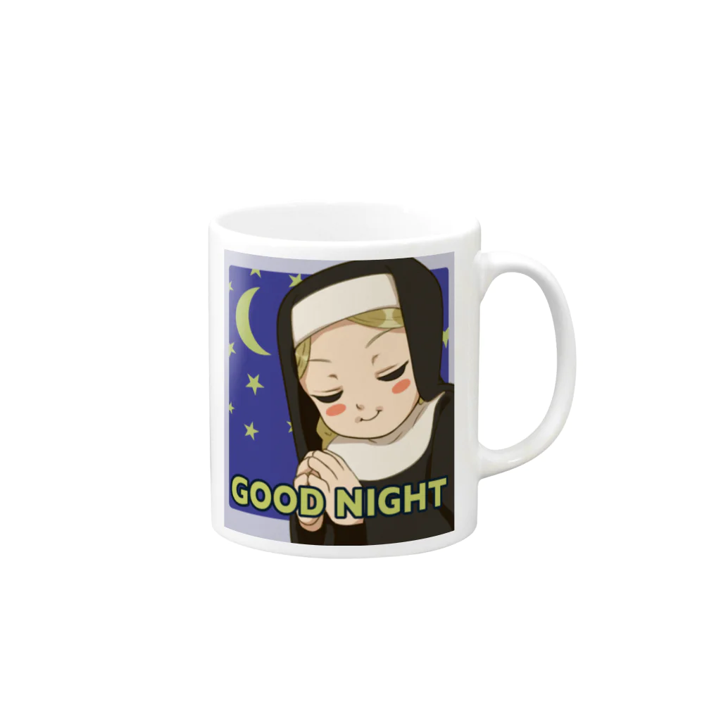 星越し屋のGOODNIGHTシスターちゃん Mug :right side of the handle