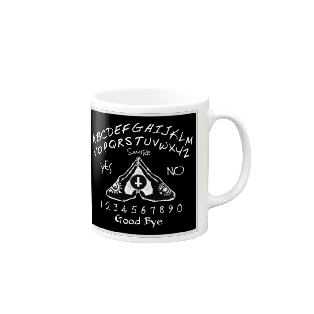 SumiReのウィジャボード　Ouija　黒 Mug :right side of the handle