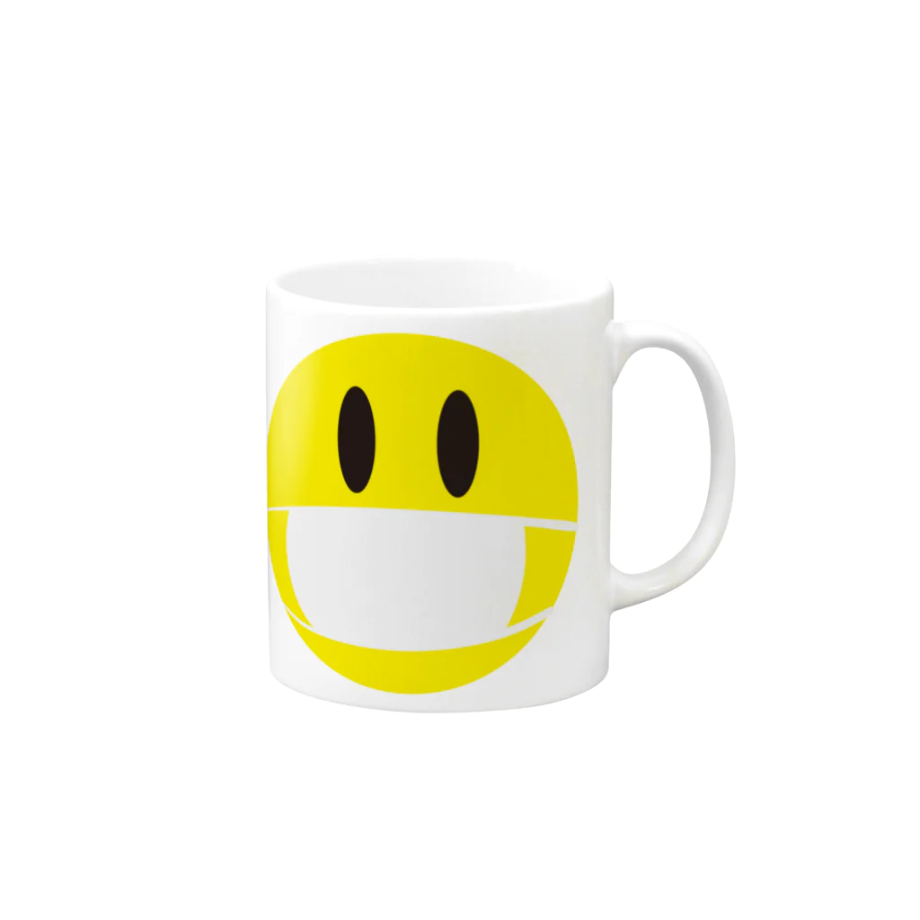 DRIPPEDのマスクをしたスマイリーフェイス Mug :right side of the handle