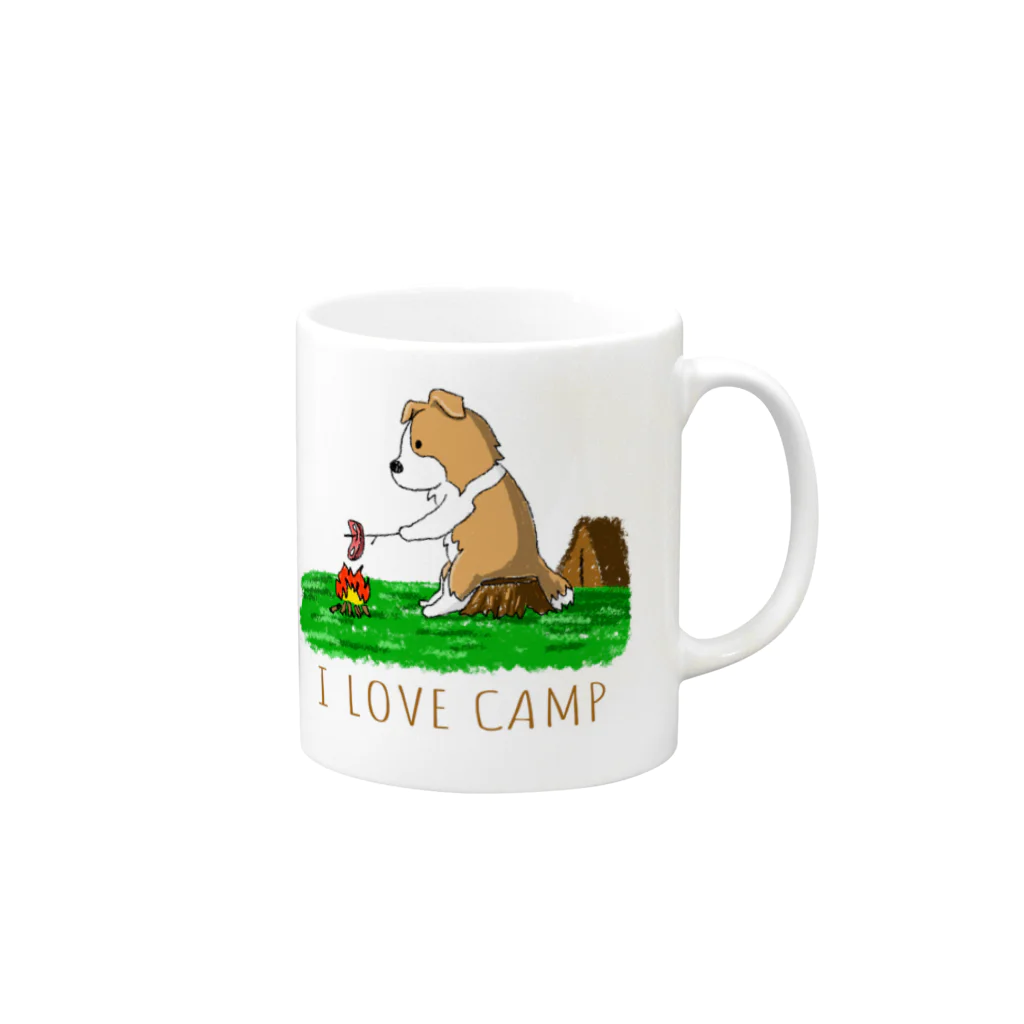 Kazunari0420のI Love Camp （ボーダーコリー　レッド） Mug :right side of the handle