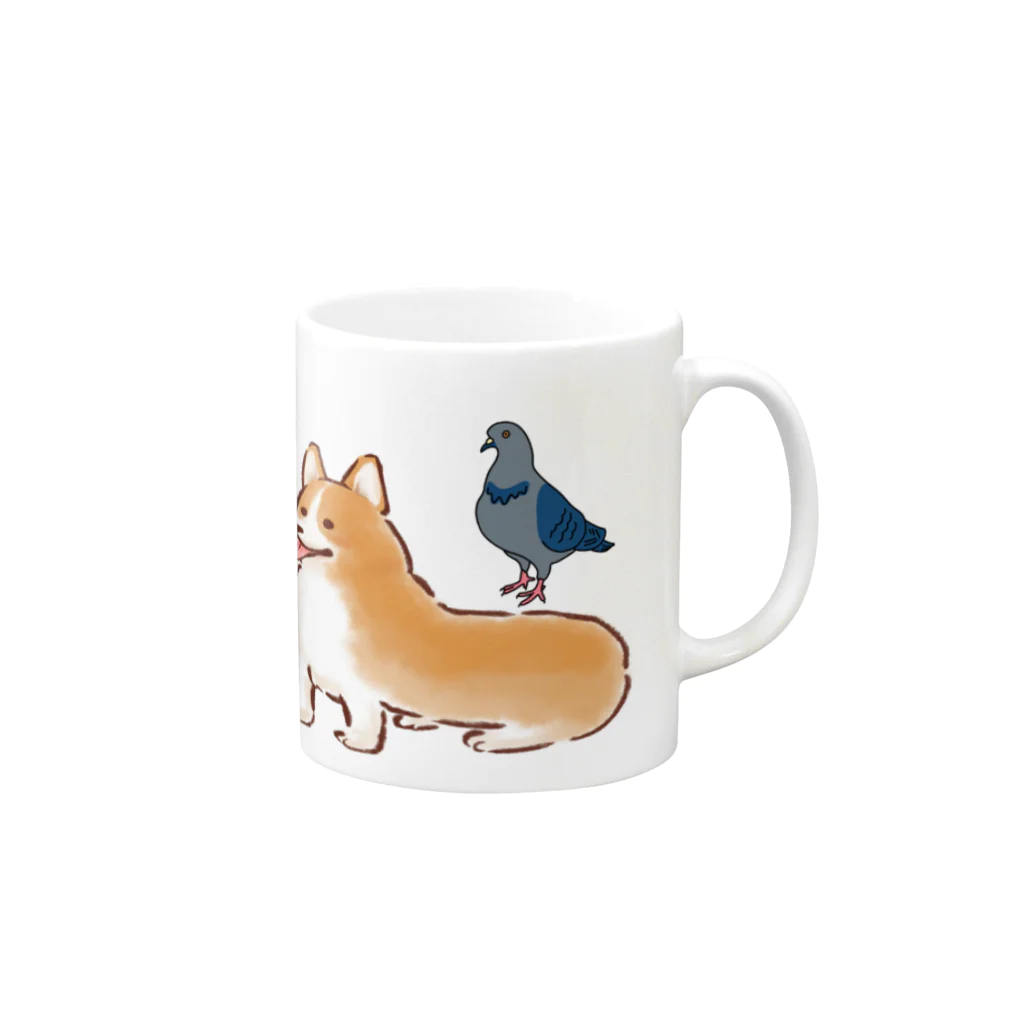 CHIKUSHOの幸せな動物たちのマグカップ Mug :right side of the handle