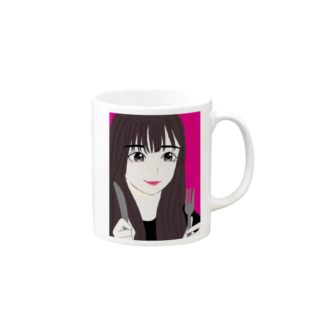 natsuの食いしん坊な女の子 Mug :right side of the handle