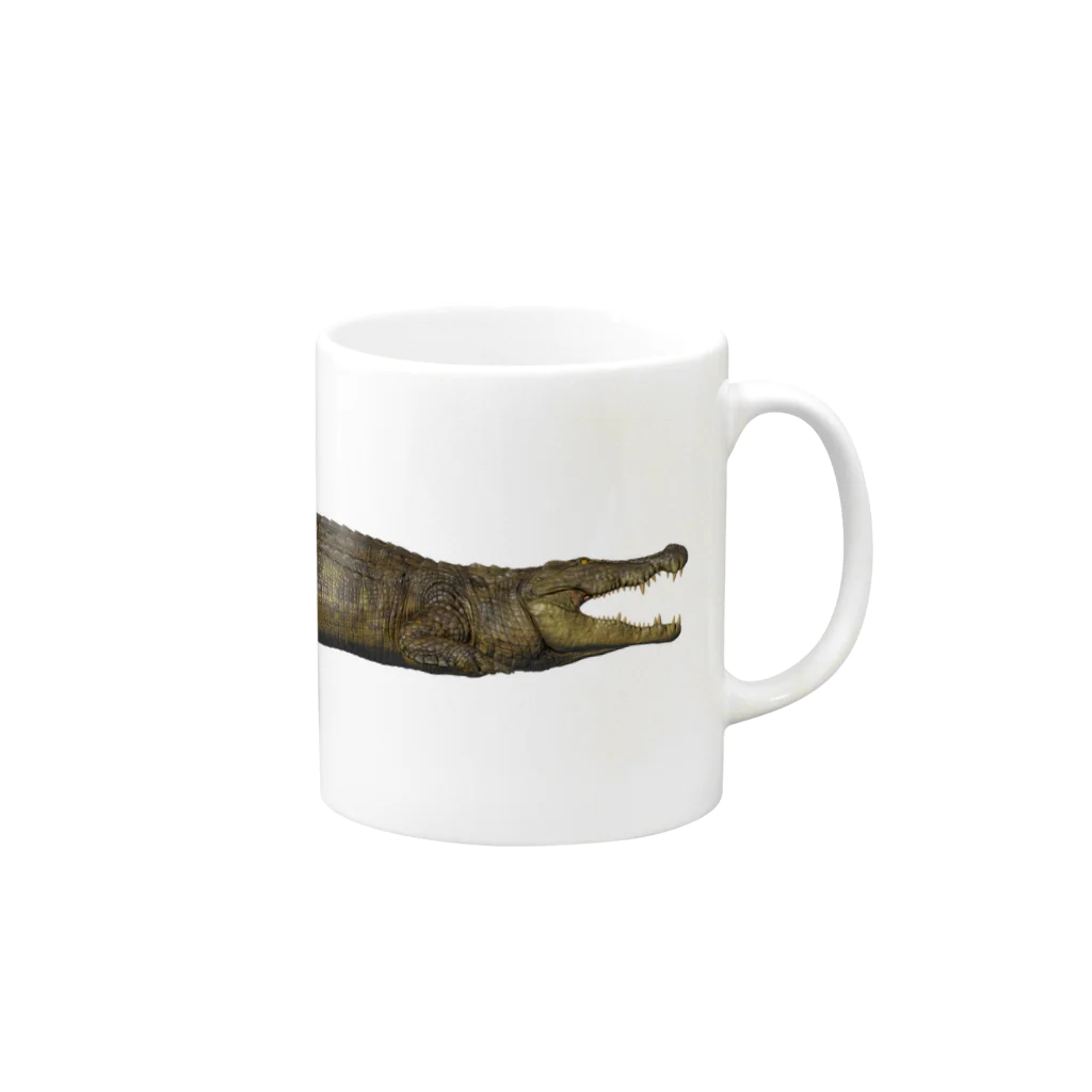 ワイルドデザインのわにマグカップ (004) ワニ 鰐 wani Mug :right side of the handle