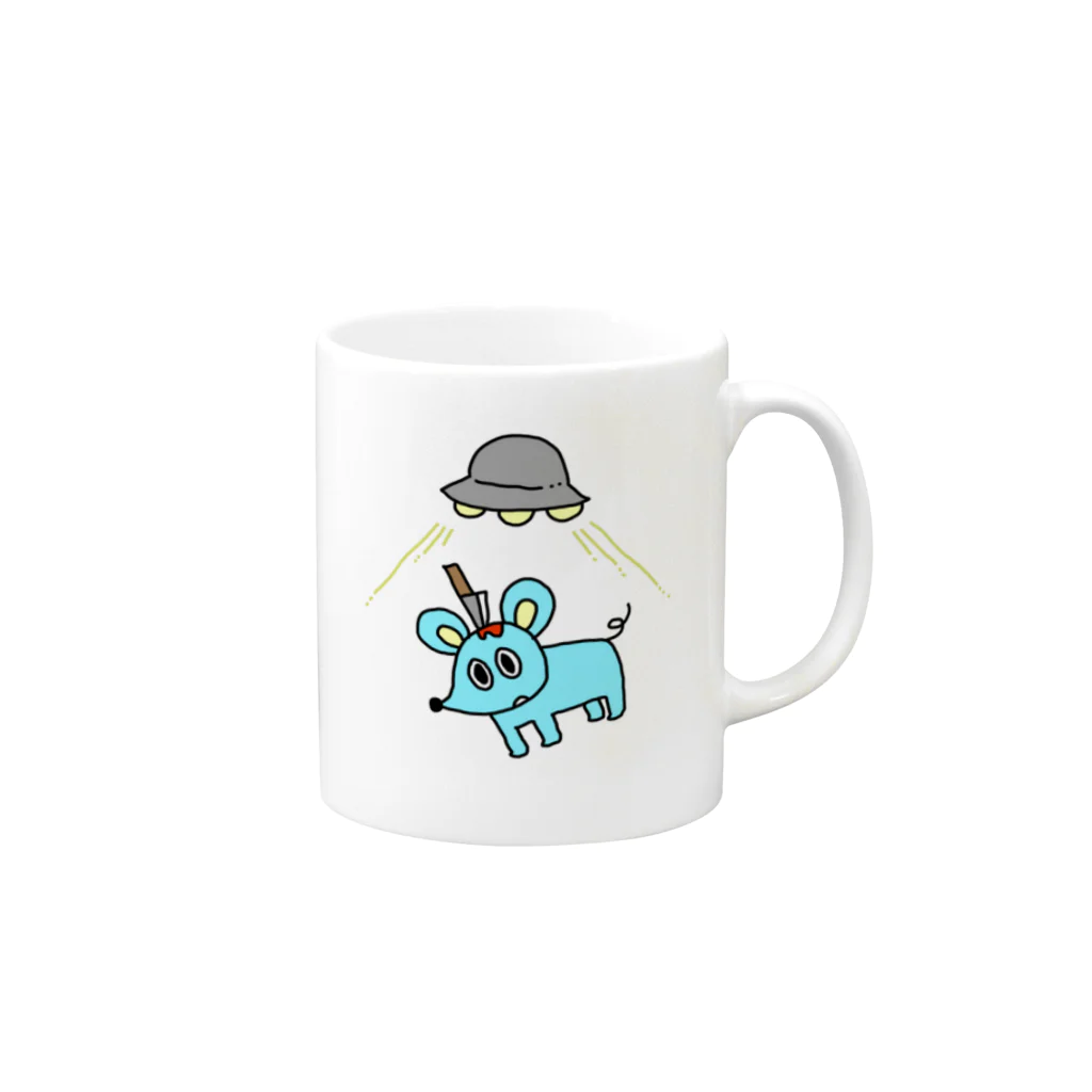 くそねずみのUFOにさらわれるねずみ Mug :right side of the handle