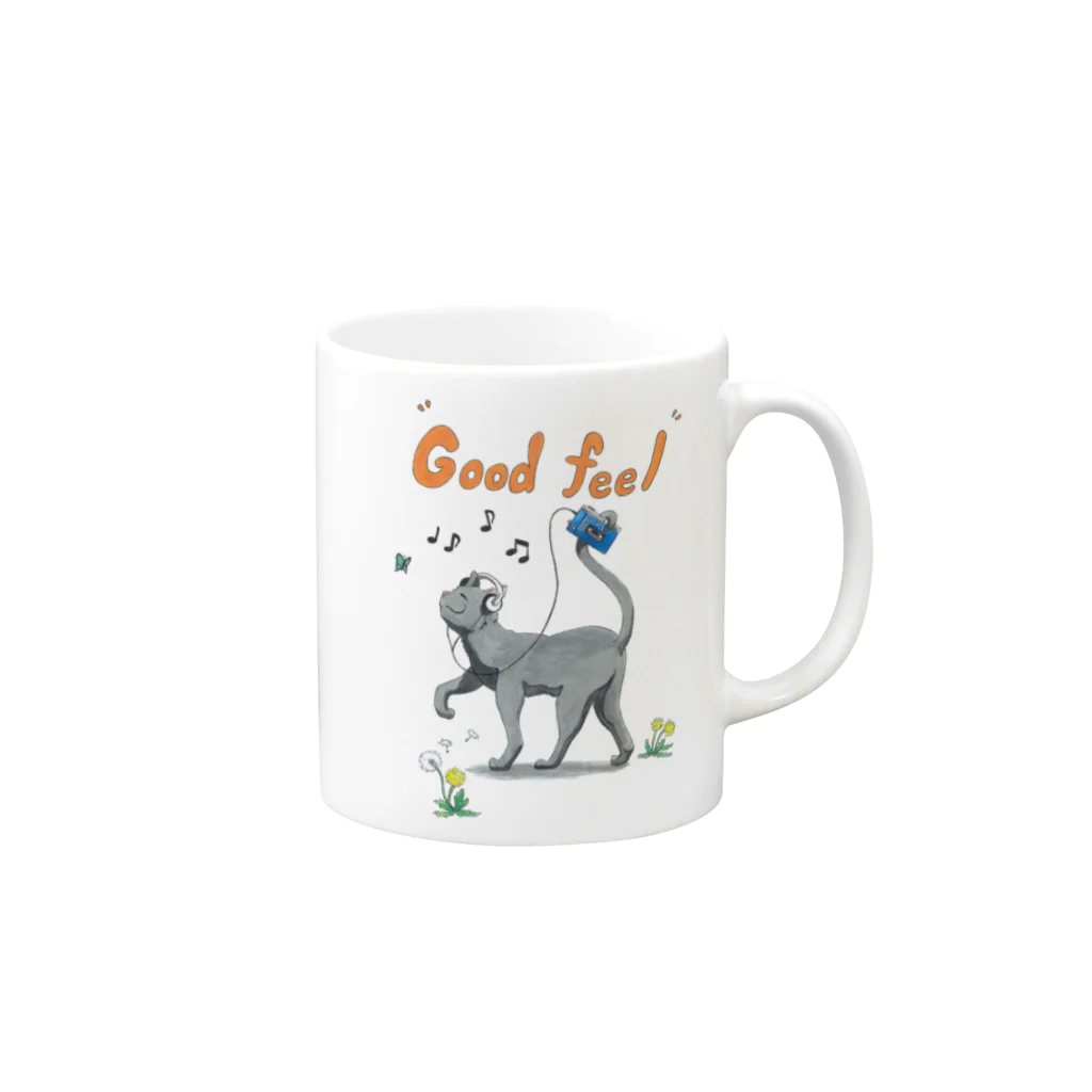 ペットショップボーイズのネコちゃん(グレー) Mug :right side of the handle