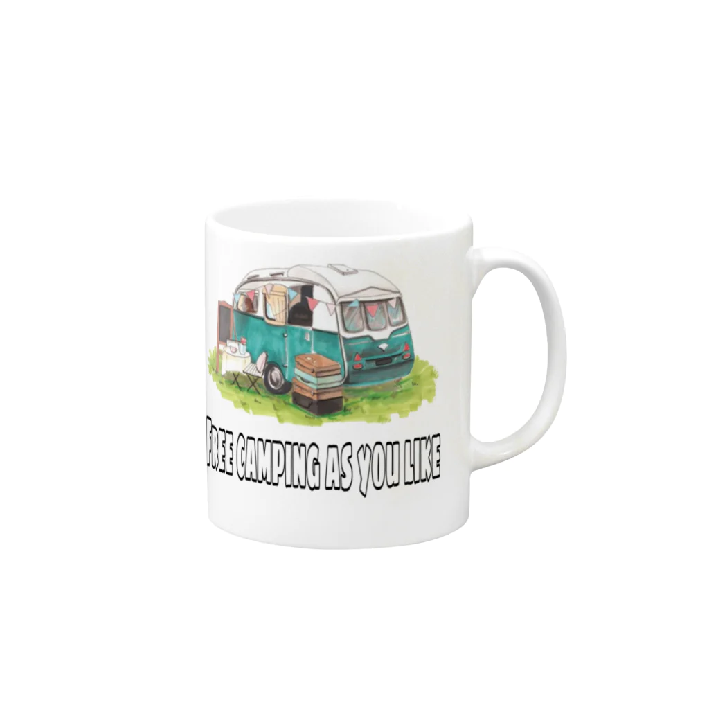 Dreams for the futureのFREE CAMPING AS YOU LIKE Mug :right side of the handle