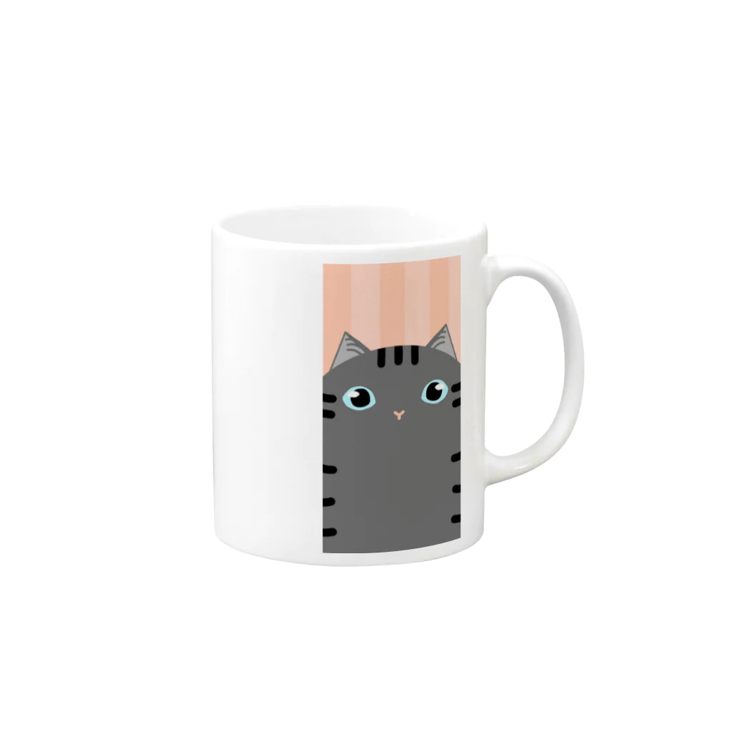 SHOP ベアたんのさばとらさん Mug :right side of the handle