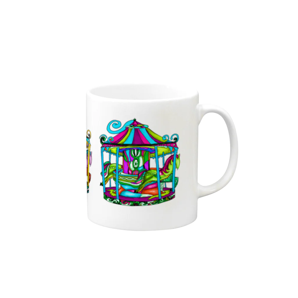 CRAZY-GIRLのメリーゴーランド Mug :right side of the handle