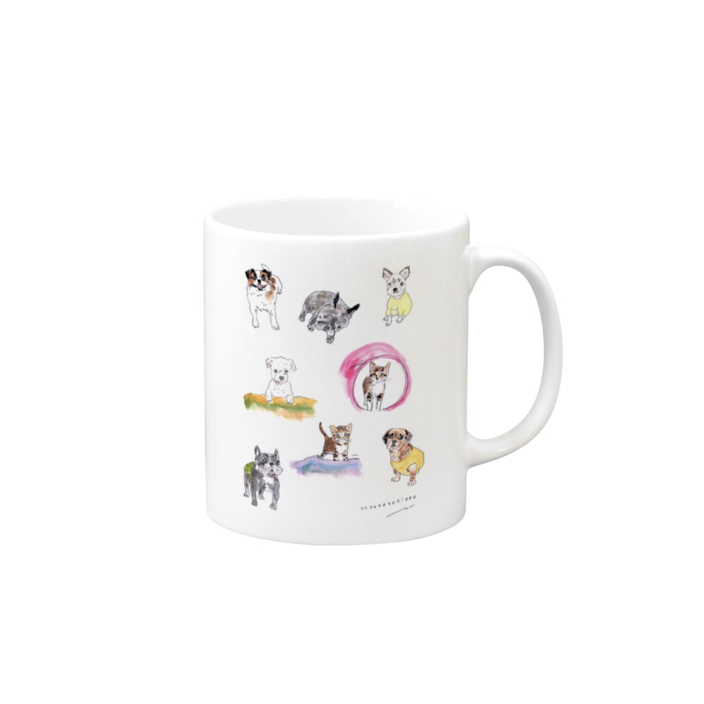 NPO法人 てとてとしっぽのチャリティー*みんなの『てとてとしっぽ』 Mug :right side of the handle