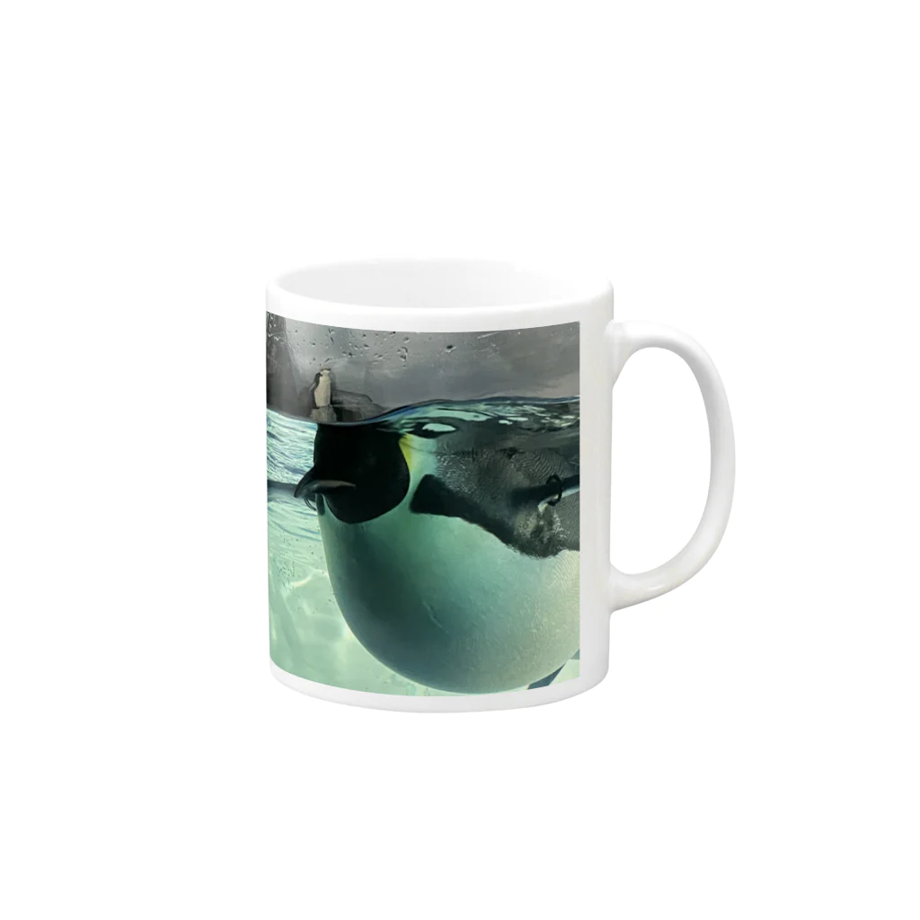 ペンギンの写真のコウテイペンギン　写真　リアル Mug :right side of the handle