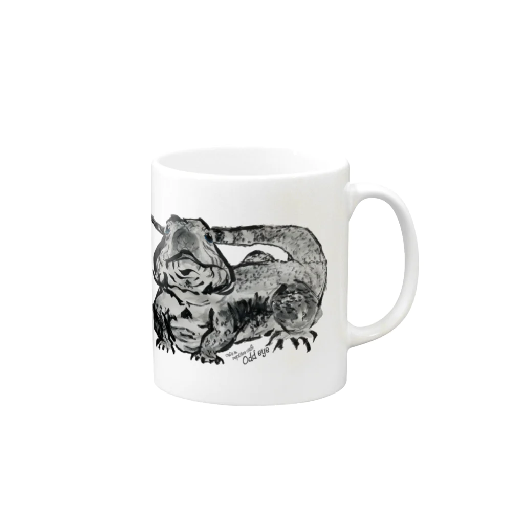 cats&reptiles cafe Odd eyeの墨テググッズ。 Mug :right side of the handle