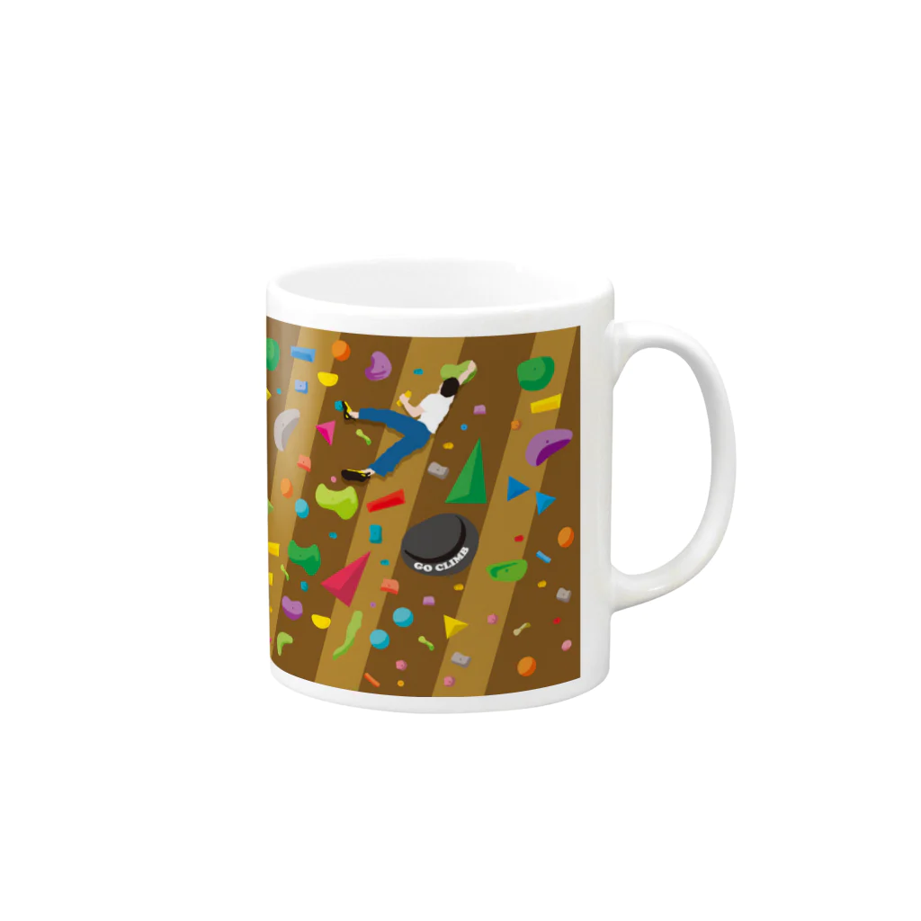 HIGEQLOのC​l​i​m​b​i​n​g​ ​​​w​​​a​​​l​​​l​​​ Mug :right side of the handle