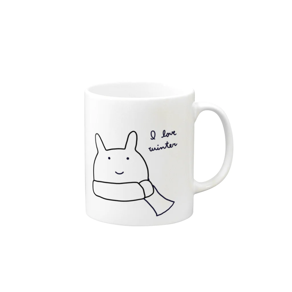 ぽのうさのI love winterうさ Mug :right side of the handle