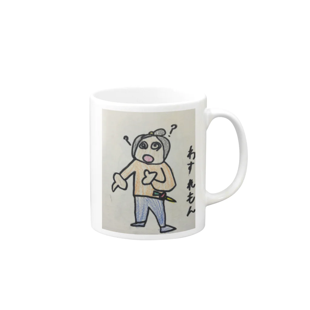 E-O-R いーおーあーるの忘れ物はないでござるか？わすれもん Mug :right side of the handle