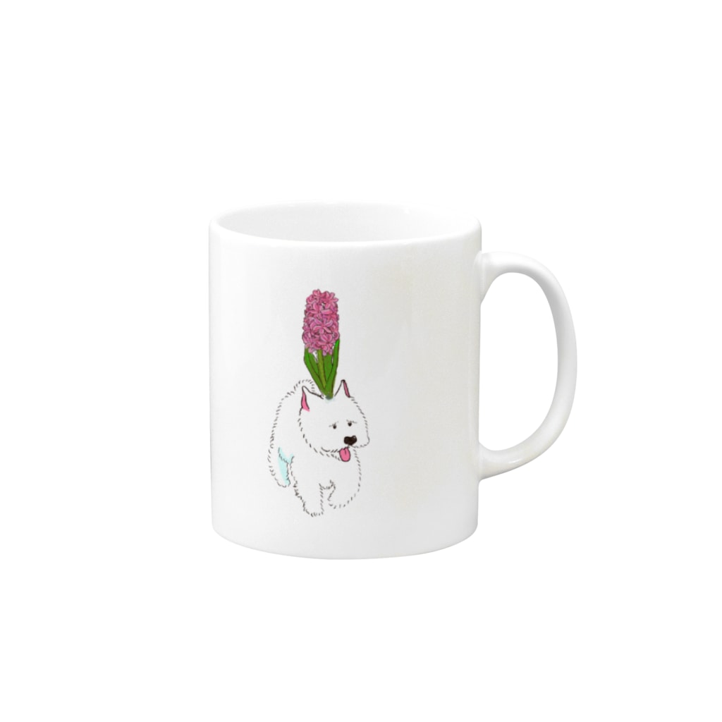 ときめきの源のウェスティーにヒヤシンス Mug :right side of the handle