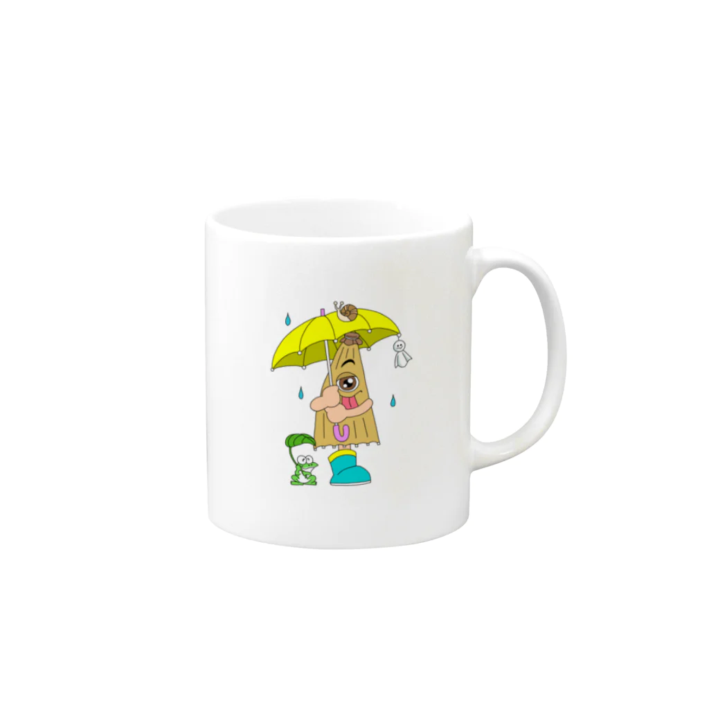 乱坊倶楽部ー妖怪部屋の妖怪 傘をさすから傘 Mug :right side of the handle