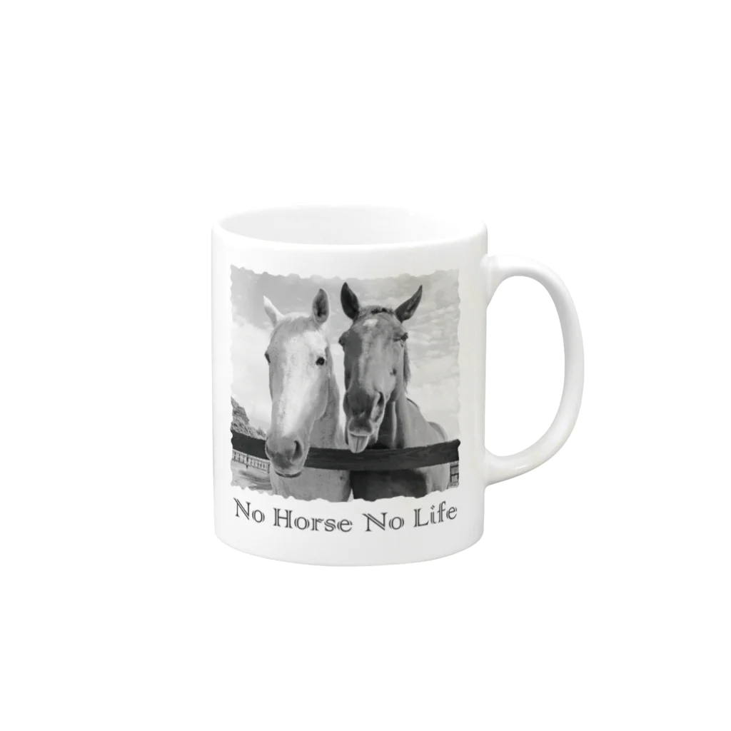 SHOP HAPPY HORSES（馬グッズ）のスピプー（モノクロ） Mug :right side of the handle