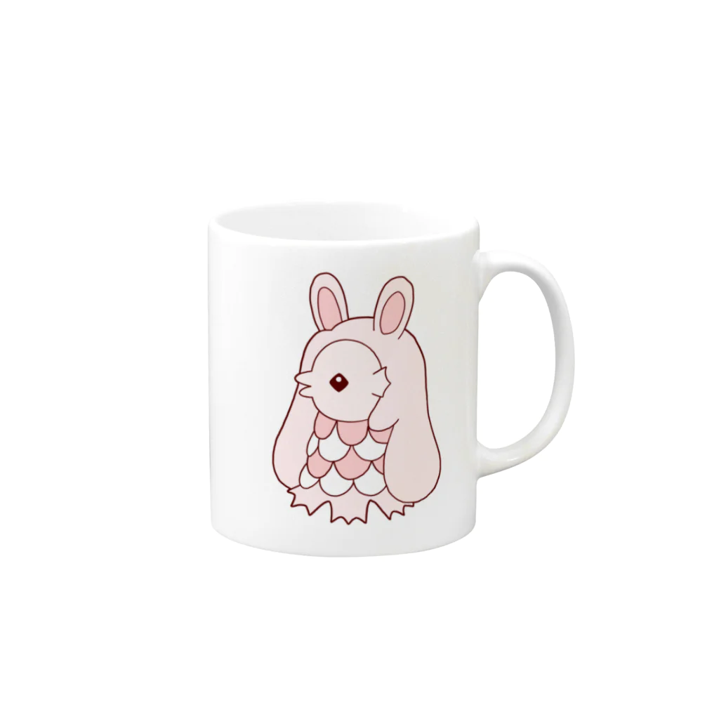 かわいいもののおみせ　いそぎんちゃくのうさ耳アマビエ Mug :right side of the handle