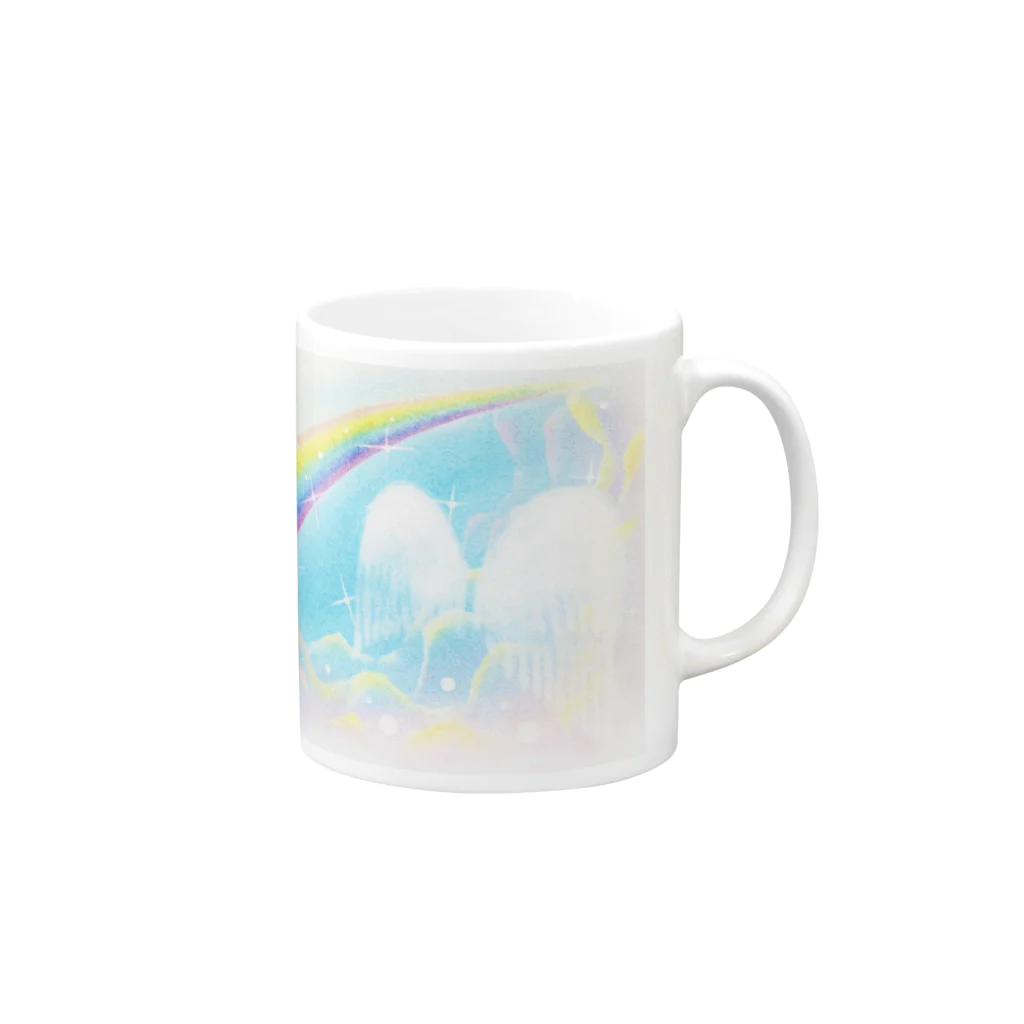  Pastel Design Art 天使のお部屋のユニコーンと虹 Mug :right side of the handle