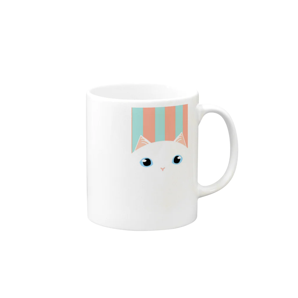 SHOP ベアたんのしろねこさん Mug :right side of the handle