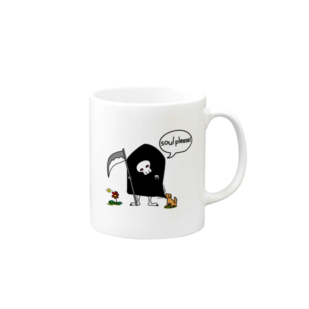 しろくまのシッポのしにがみ Mug :right side of the handle