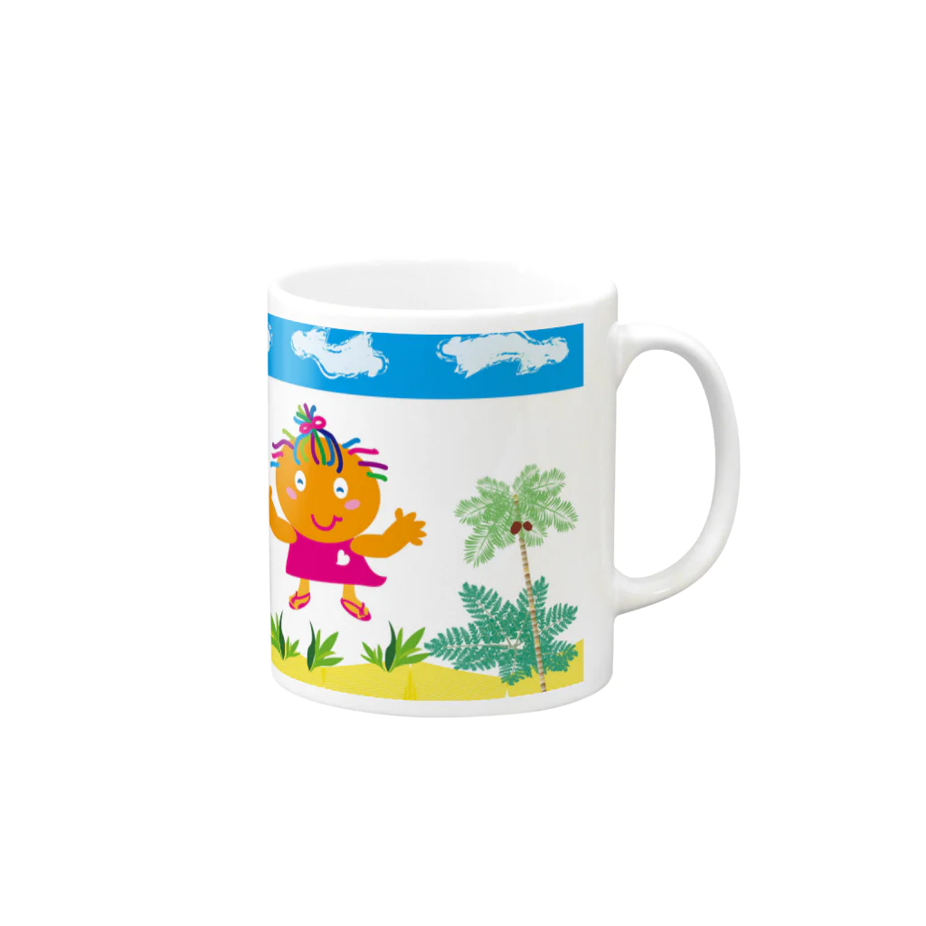 ジルトチッチのデザインボックスのクレコちゃんのピンクのビーチサンダル(^^)/" Mug :right side of the handle