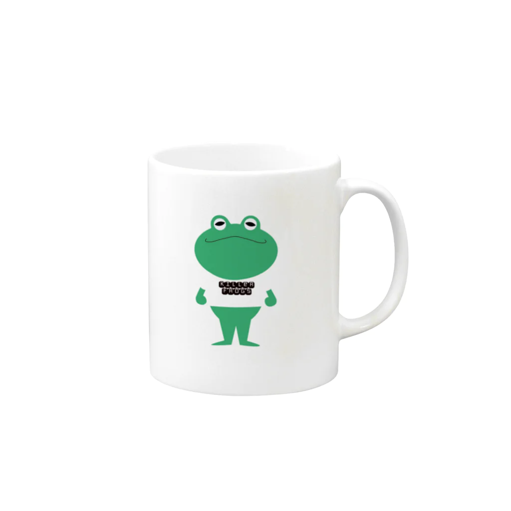 killer frogsのTシャツを着るカエルくん Mug :right side of the handle