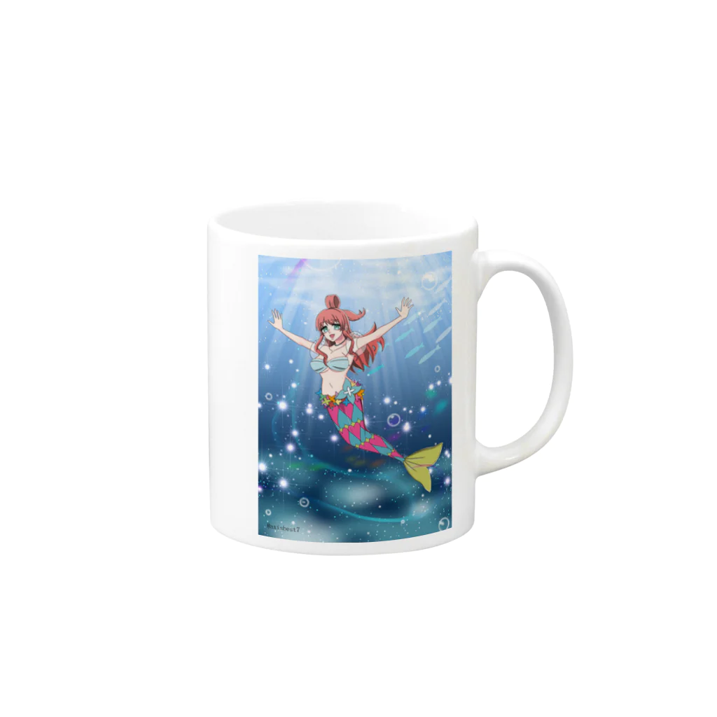 夜想明【LINEスタンプ・BOOTH販売中】のアクシスベストトゥルース「人魚姫」 Mug :right side of the handle