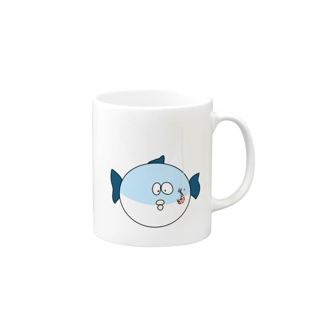 えびをたべるのふぐ吉くん Mug :right side of the handle