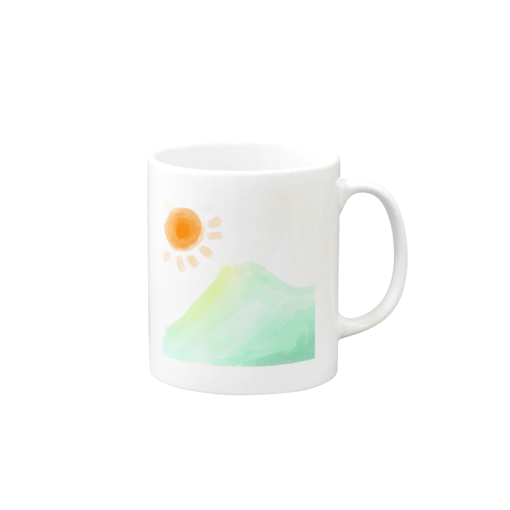 げこげこしょっぷの太陽と山 Mug :right side of the handle