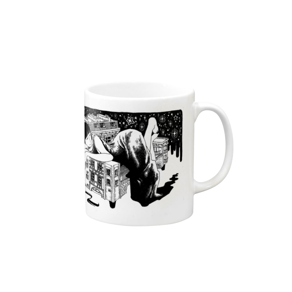 腹ペコ黒蟲のソファに寝そべる Mug :right side of the handle