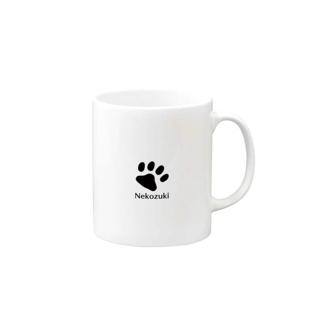 SATOX（さとっくす）のシンプル 私は猫好き ーNekozukiー（黒） Mug :right side of the handle
