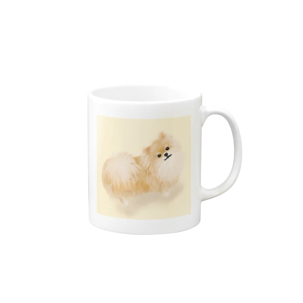 ポメラニアン グッズ unimofu pomeranianのポメラニアン スケッチ Pomeranian sketch Mug :right side of the handle