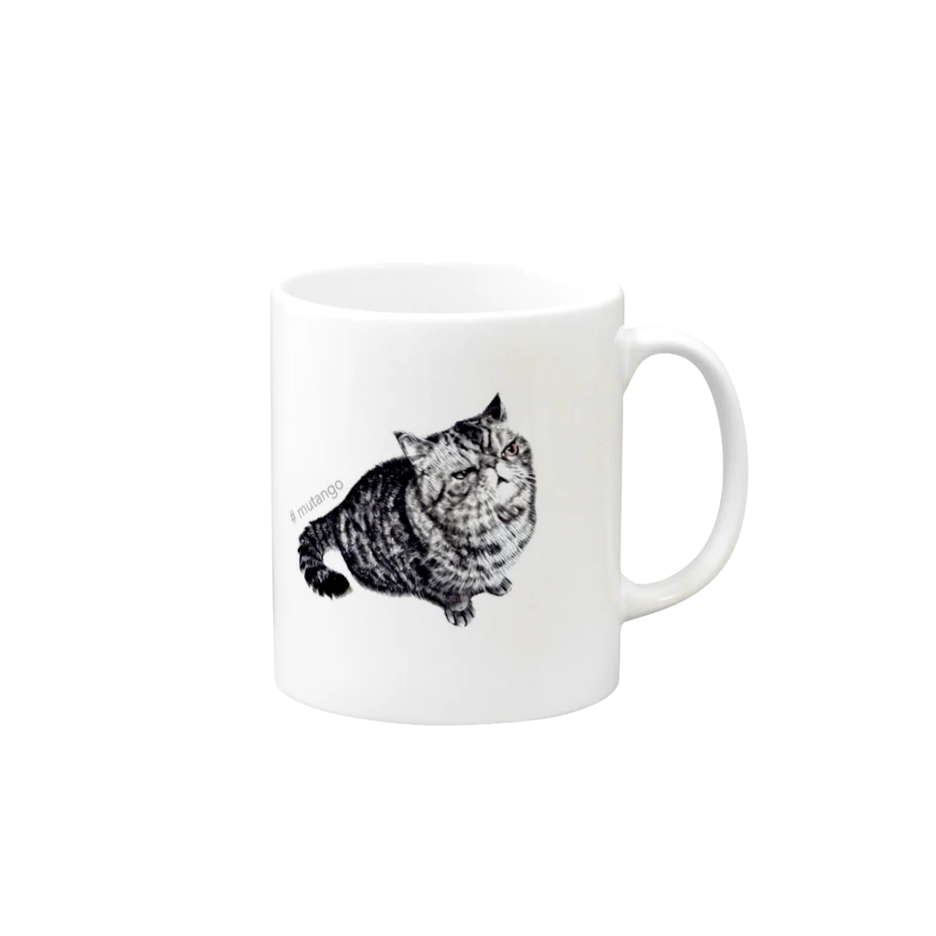 Mutango shopのねこのむたんご Mug :right side of the handle