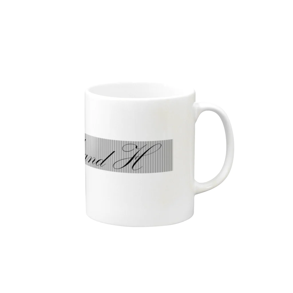 AlphawordのDesign6　" Initial : U and H " Mug :right side of the handle