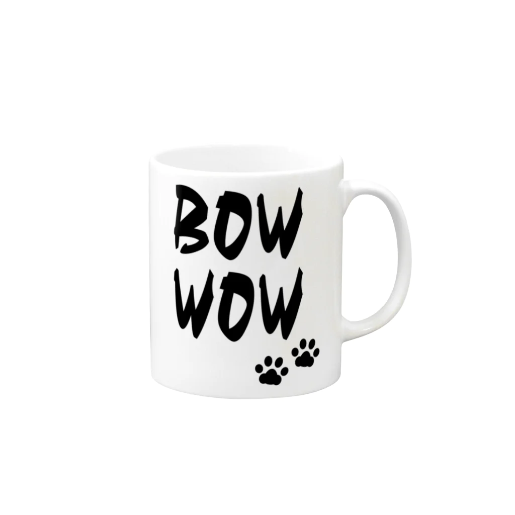 WISSCOLOR【ｳｨｽﾞｶﾗｰ】のBOWWOW【ブラック】 Mug :right side of the handle