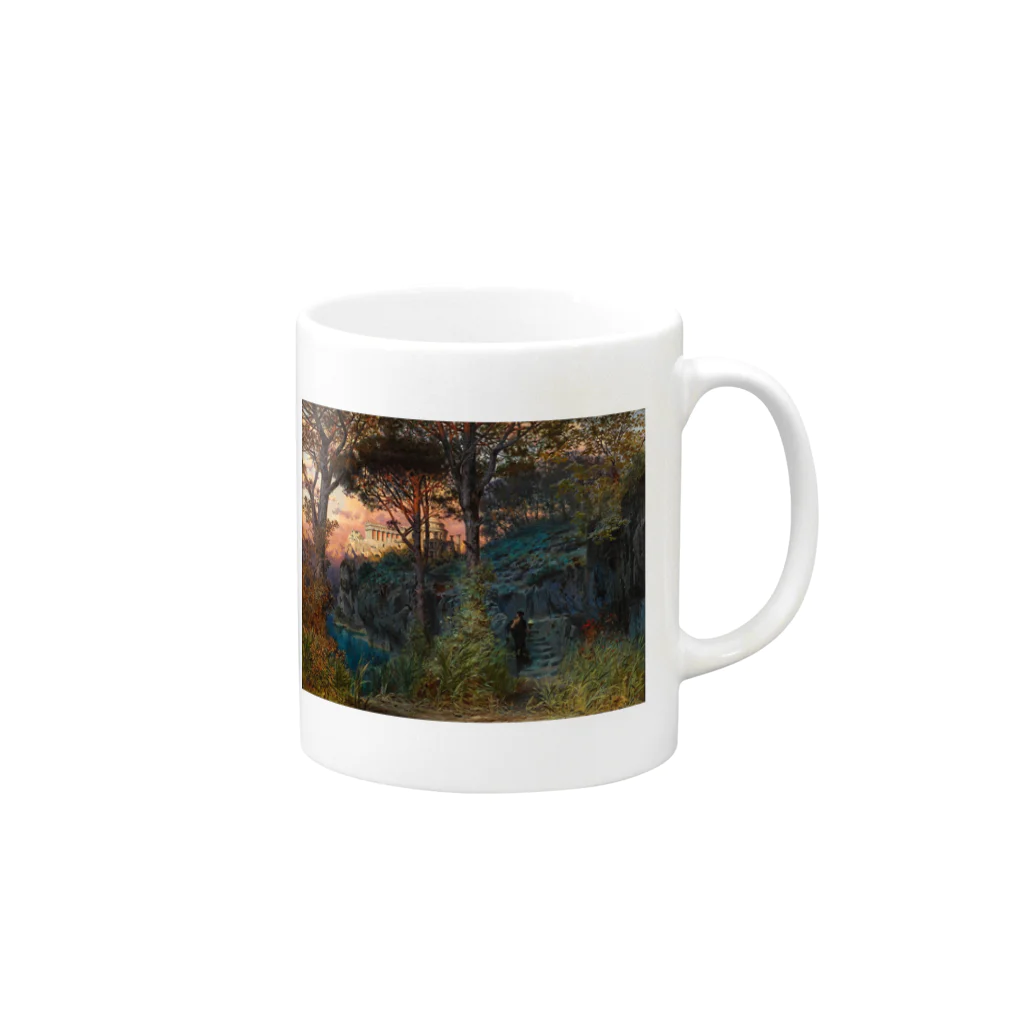 世界の絵画アートグッズのフェルディナント・ナブ 《山岳湖畔の宮殿》 マグカップの取っ手の右面