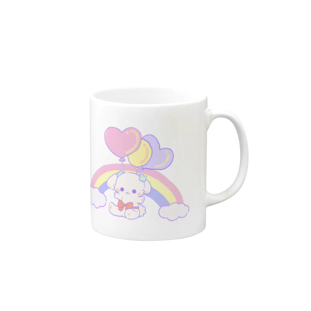 ひらきたのふわふわうるふさん Mug :right side of the handle