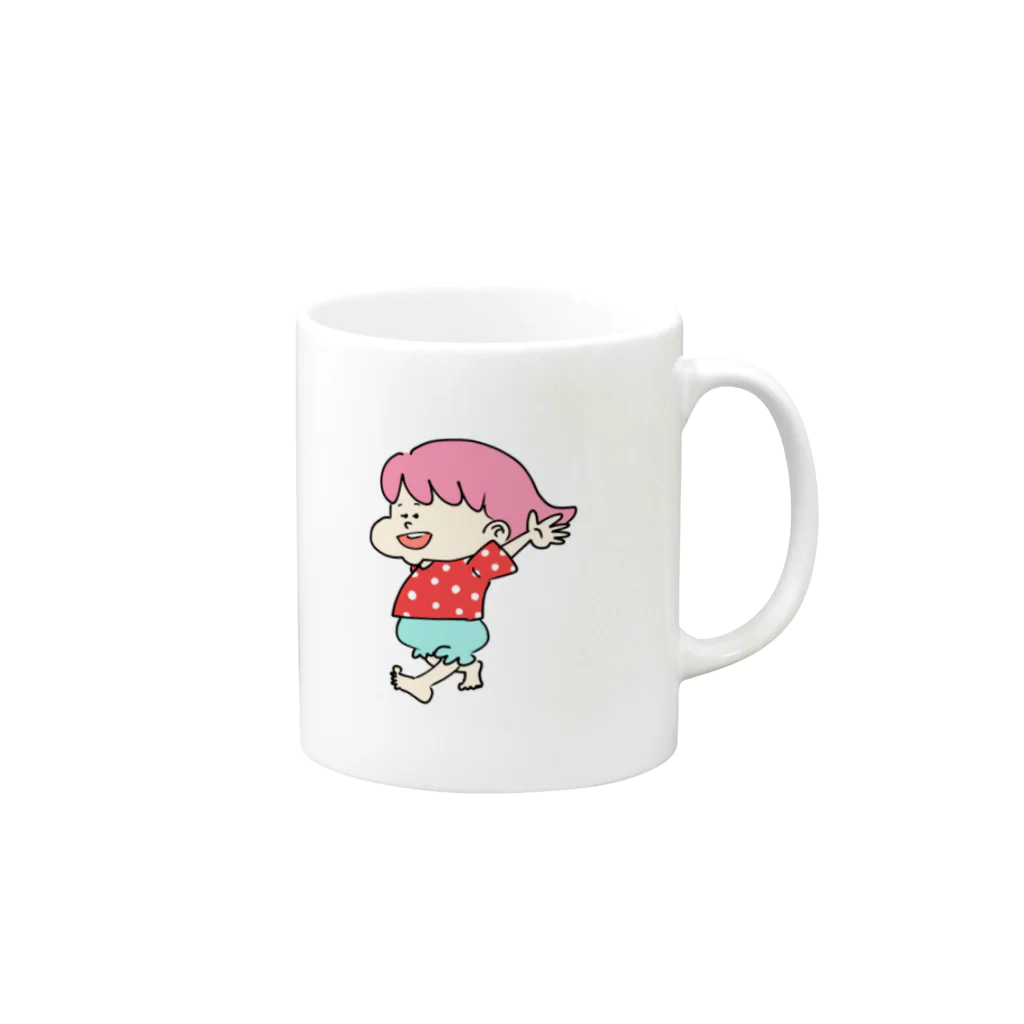 かまねりショップの走る子ちゃん Mug :right side of the handle