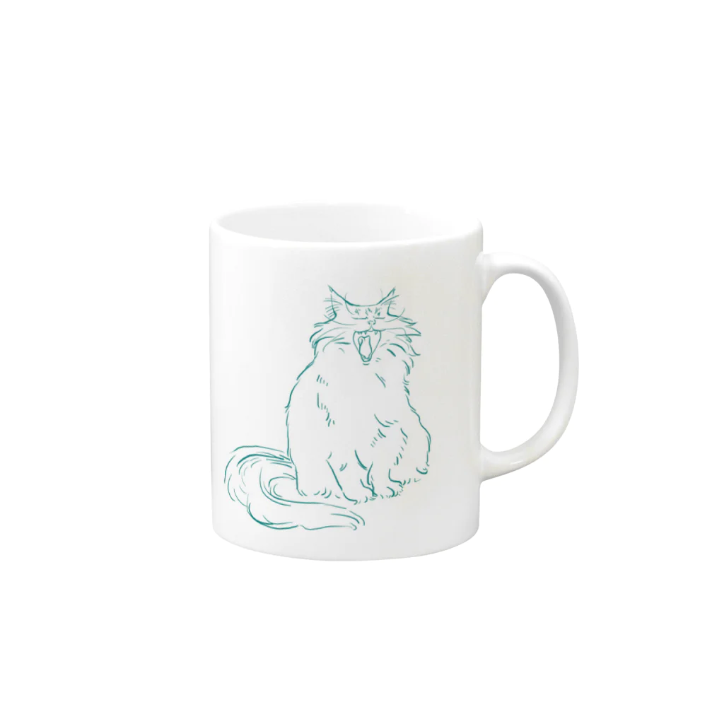 猫グッズ深谷にゃんにゃんのおおあくび Mug :right side of the handle